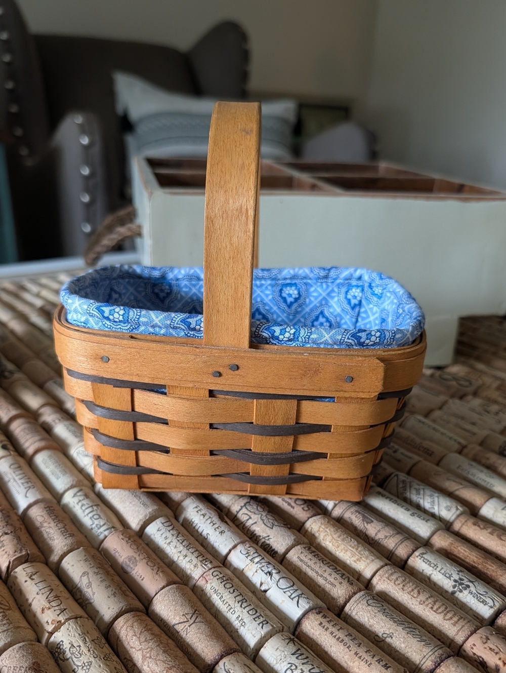 Longaberger 1997 Heartland Mini Chore Basket With Liner & Card